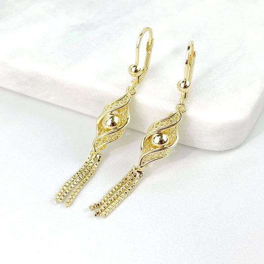 18k Gold Filled 59mm Dangling Lever Back Earrings Wholesale Jewelry Supplies