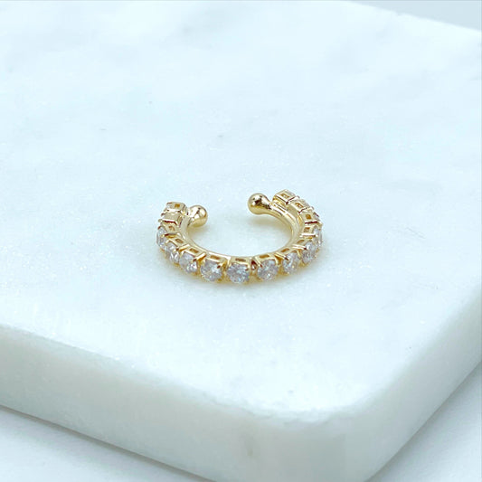 18k Gold Filled with Micro Cubic Zirconia Dainty Minimalist Tiny Ear Huggie Cuff Earring Wholesale Jewelry Supplies