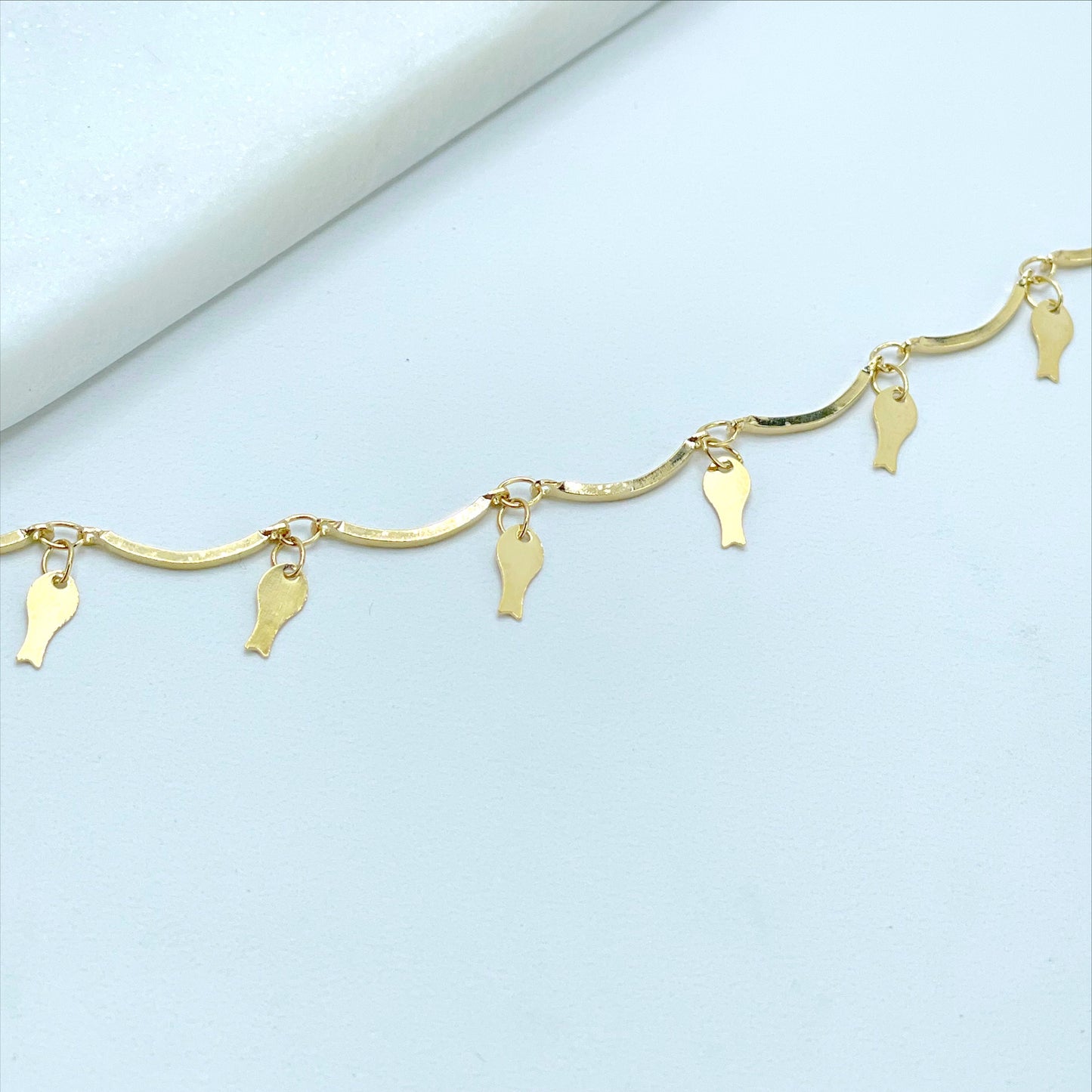 18k Gold Filled Wave Link, Key Charms Anklet Wholesale Jewelry Supplies