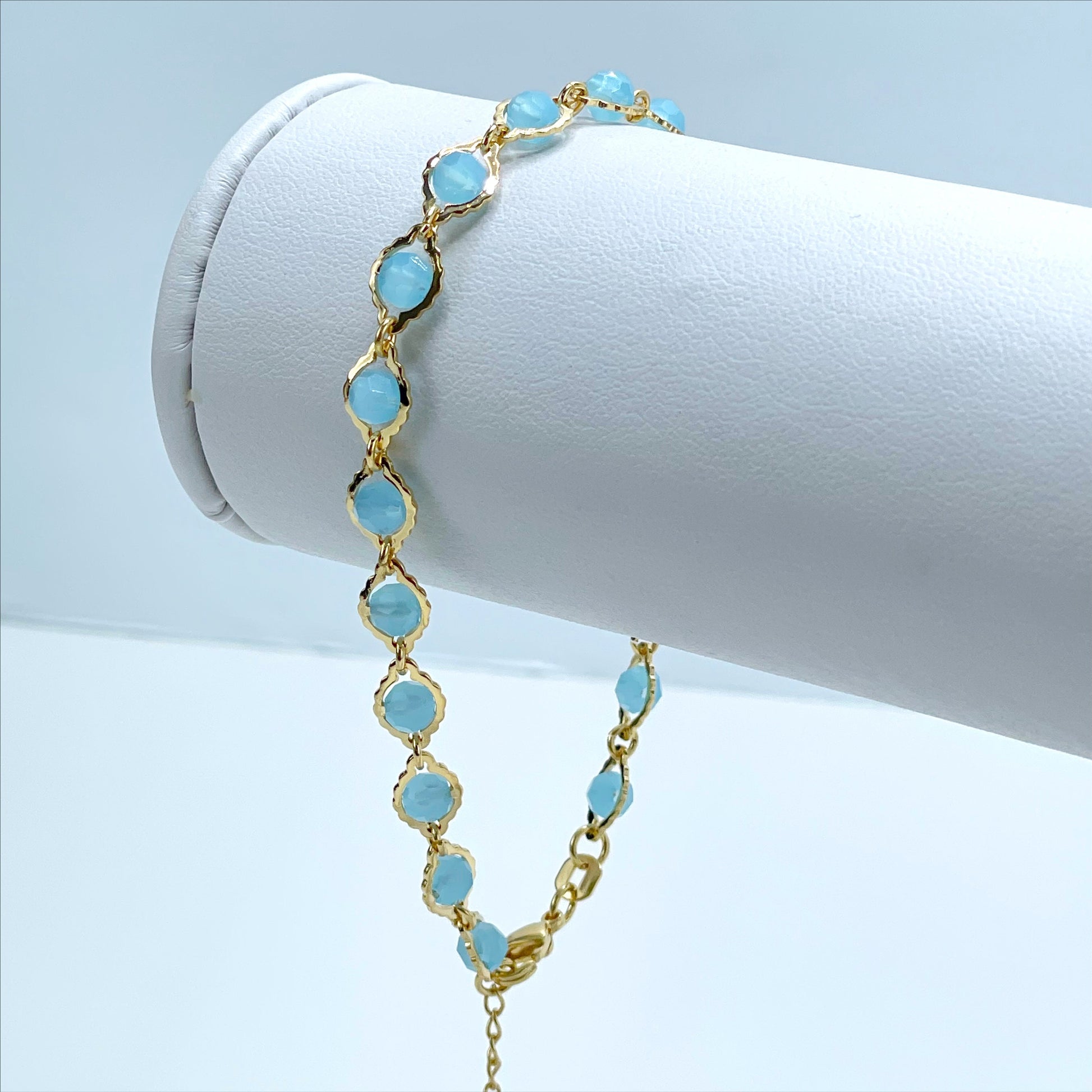 18k Gold Filled Fancy 6mm Sky Blue Bracelet, Wholesale Jewelry Supplies
