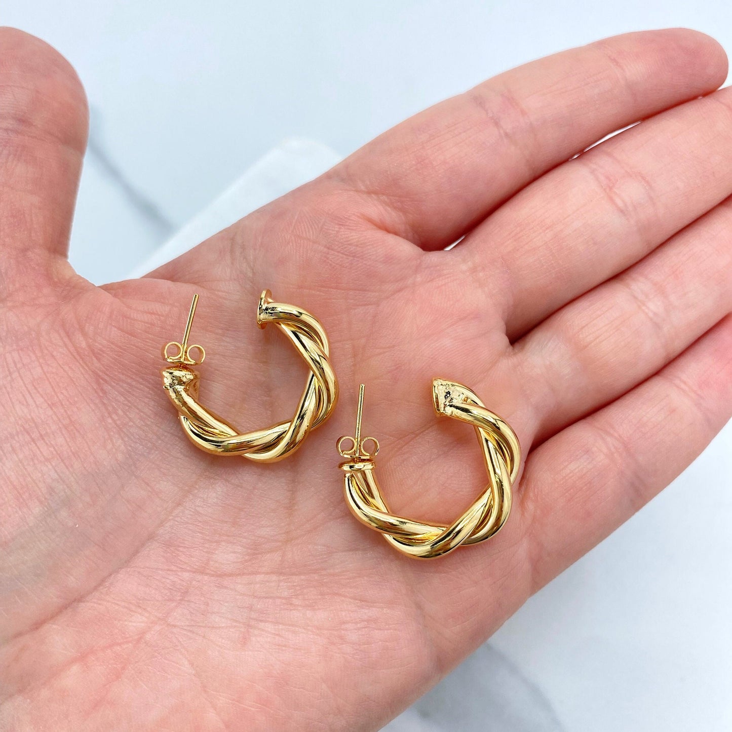 18k Gold Filled Wholesale 25mm Twisted Hoop Wholesale Jewelry Making Supplies