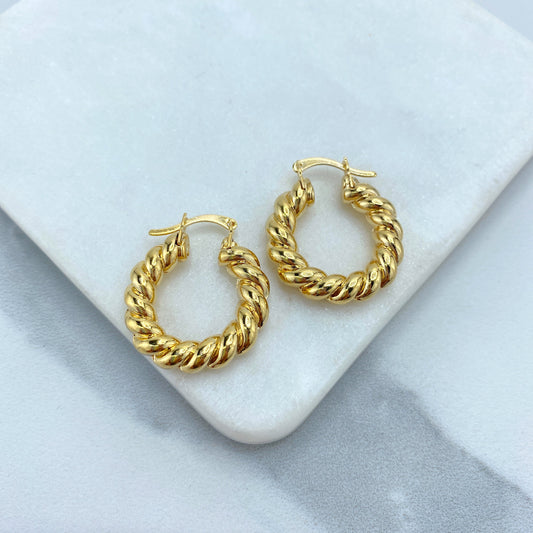18k Gold Filled 23mm Classic Croissant Hoops Earrings Wholesale Jewelry Making Supplies