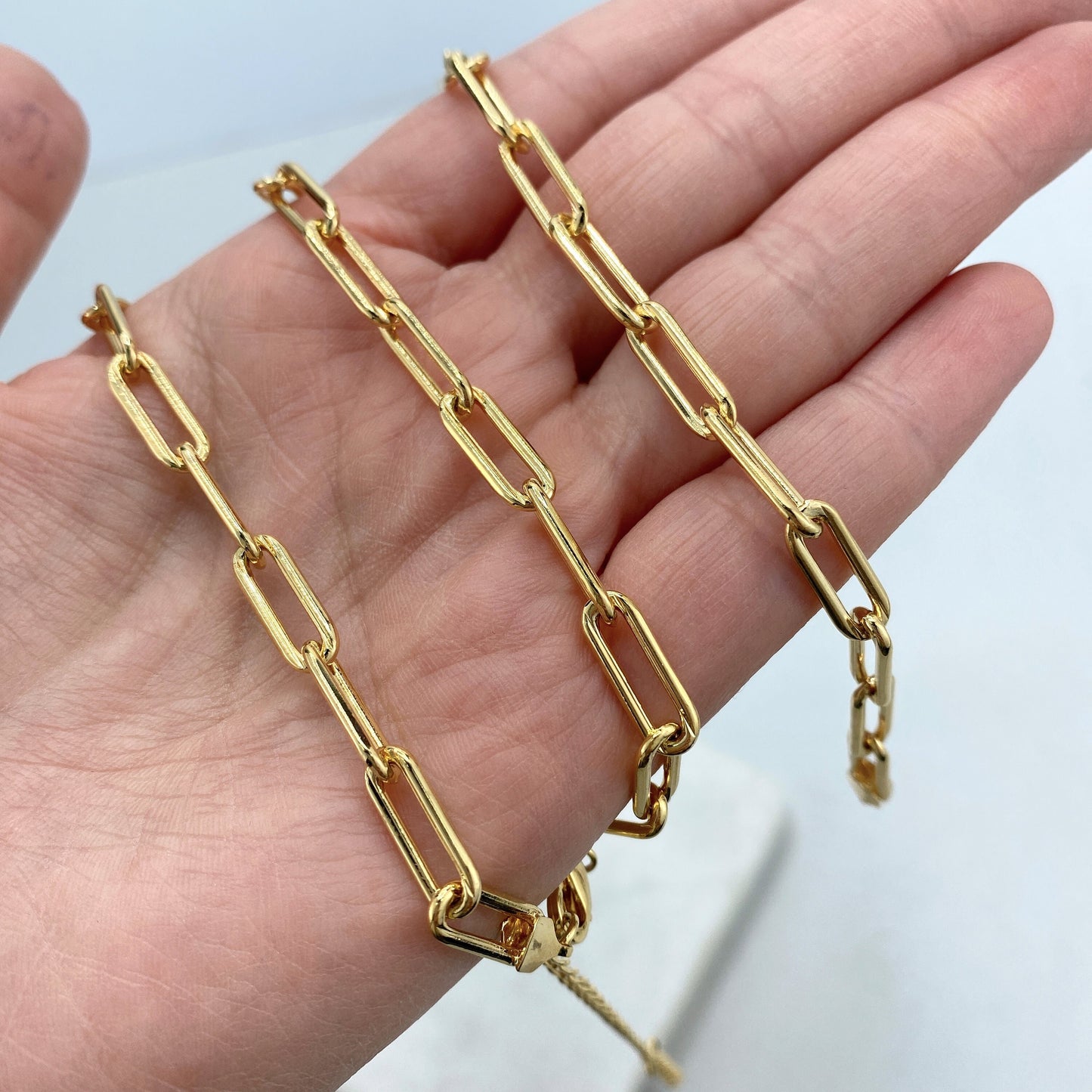 18k Gold Filled Paperclip Chain with Extender or Bracelet, Wholesale Jewelry Making Supplies