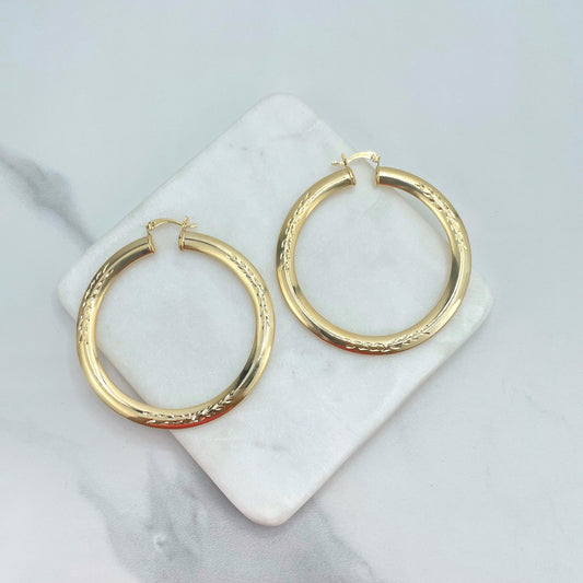 18k Gold Filled 30mm or 60mm Texturized Hoops Earrings Wholesale Jewelry Making Supplies