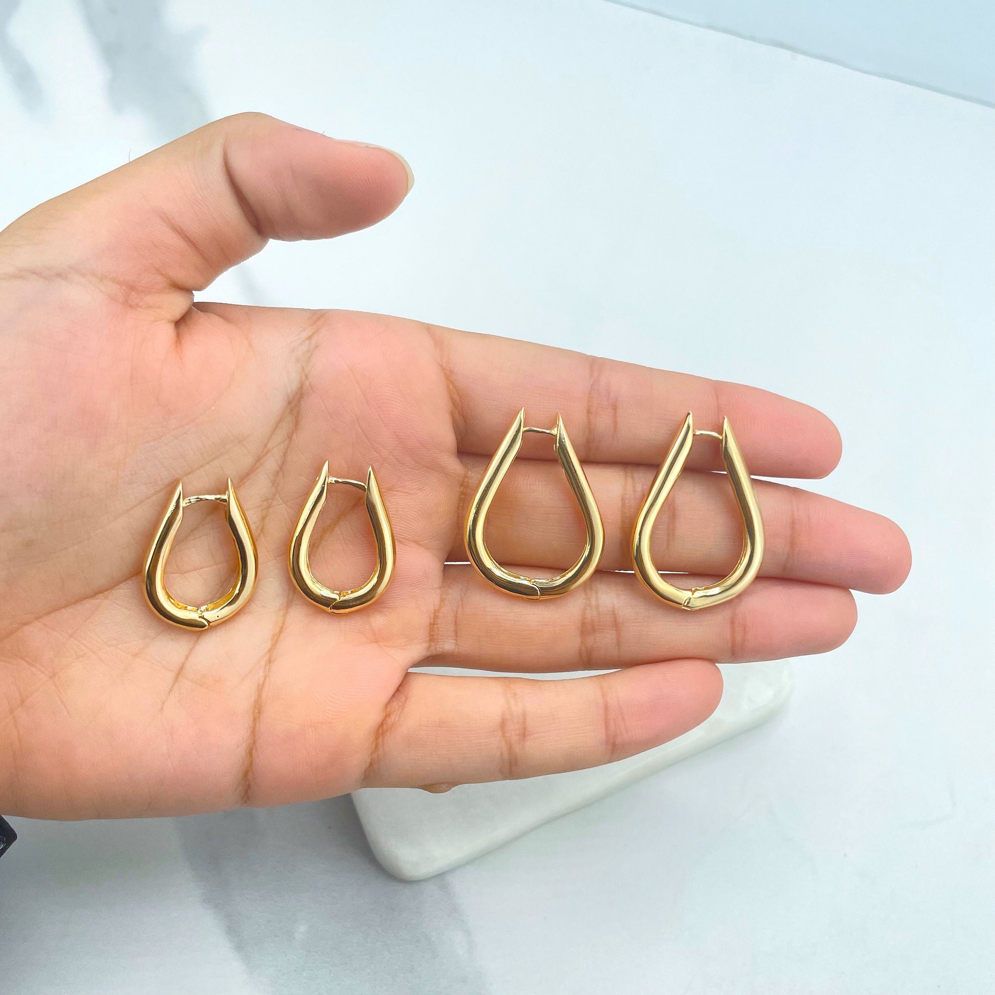 18k Gold Filled 24mm or 28mm Tear Shape, Oval Hoops Earrings Wholesale Jewelry Making Supplies