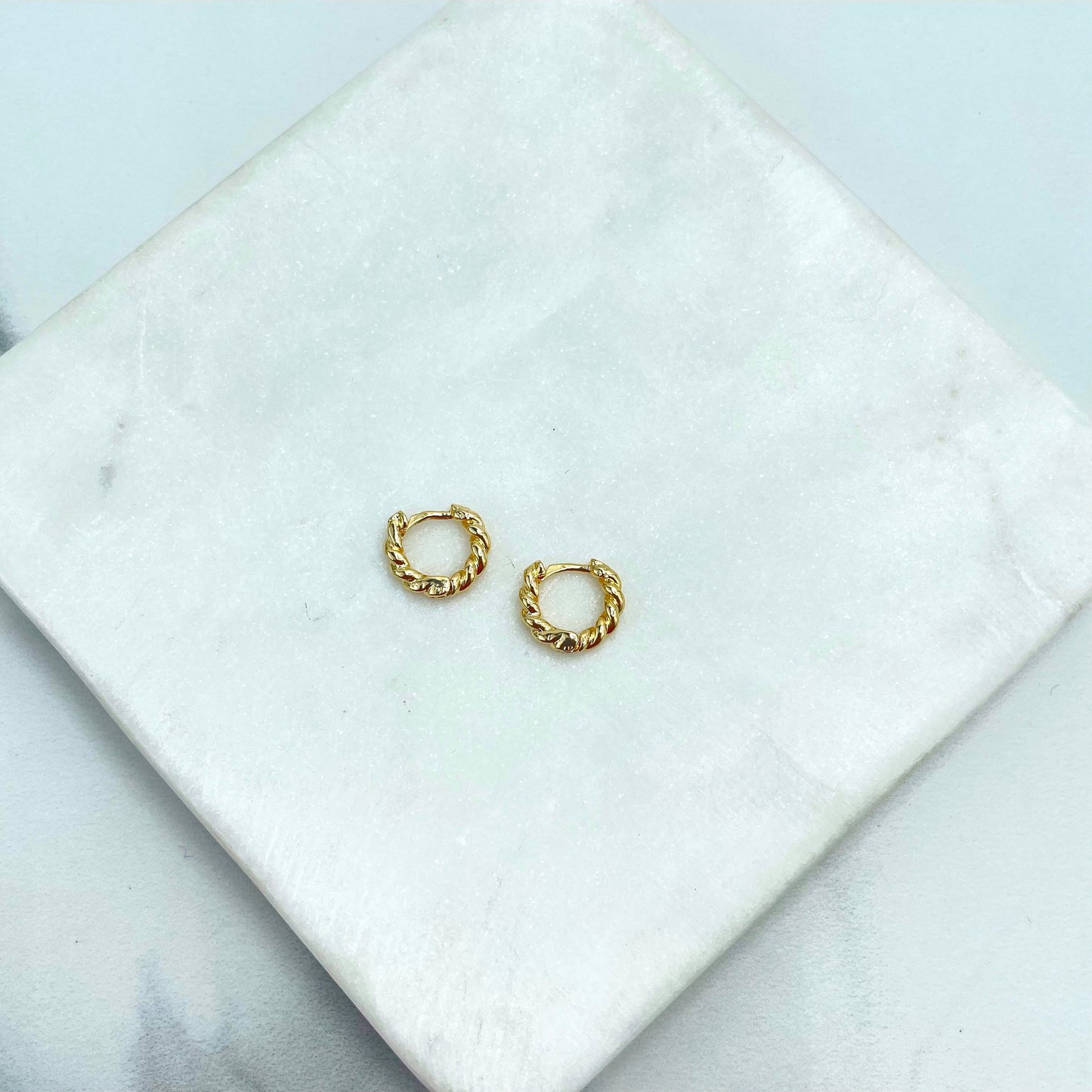 18k Gold Filled 8mm, 5mm or 2mm Croissant Design Hoops Earrings Wholesale Jewelry Making Supplies