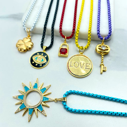 18k Gold Filled Colorful Enamel Necklace and Pendant , Wholesale making Supplies .