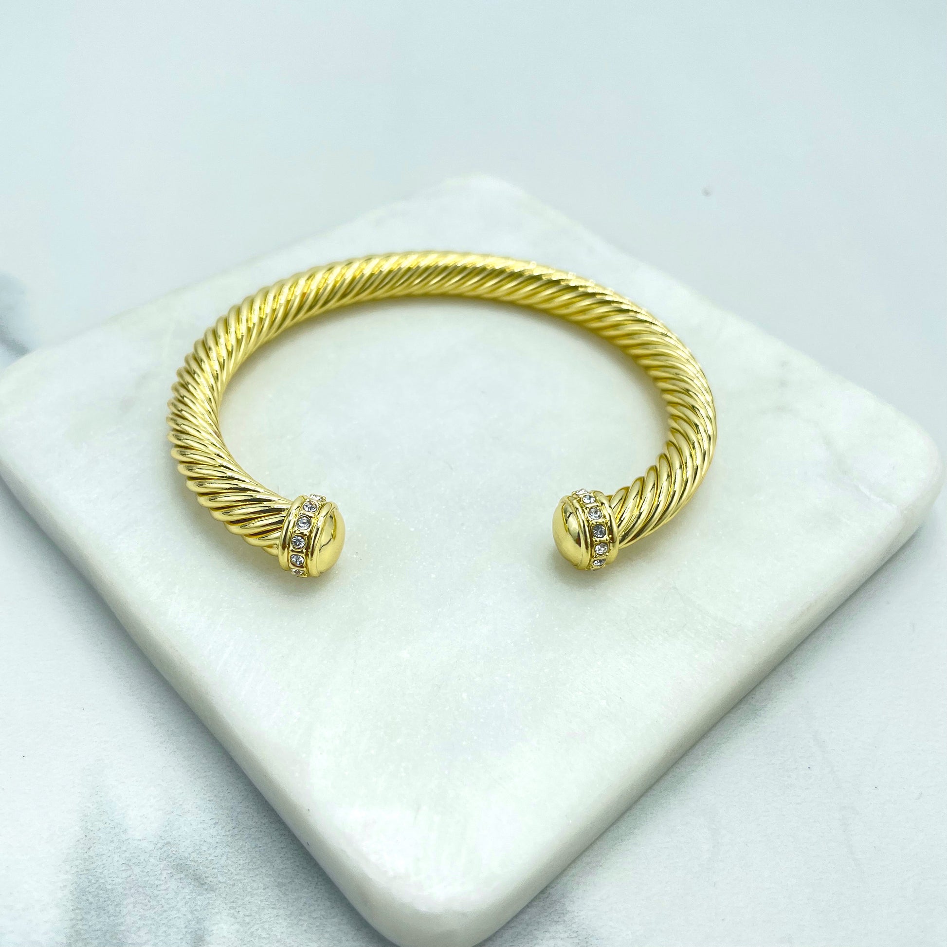18k Gold Filled and Silver Filled Cable Cuff Bracelets, All Gold, Triple Cross or Triple Cord, Wholesale Jewelry Making Supplies
