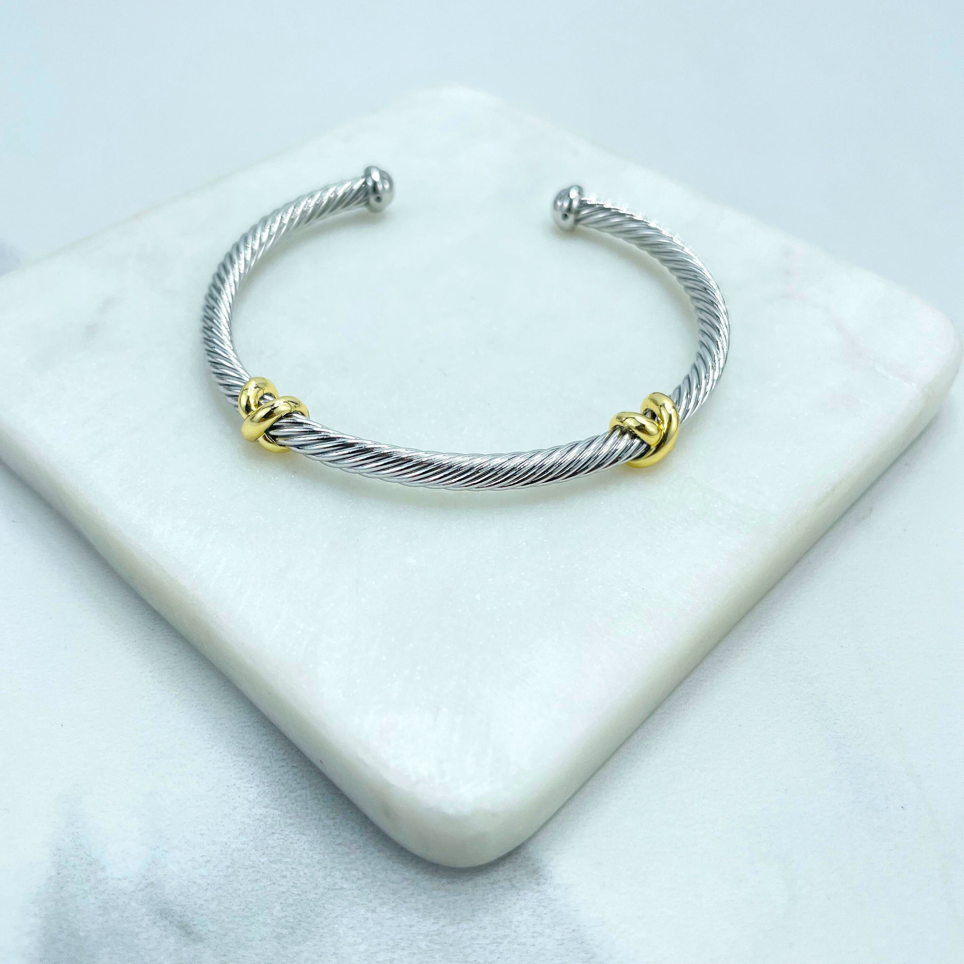 18k Gold Filled & Silver Filled Cable Cuff Bracelets, Triple Cross, Double Cross or Single Knot Bracelet, Wholesale Jewelry Making Supplies