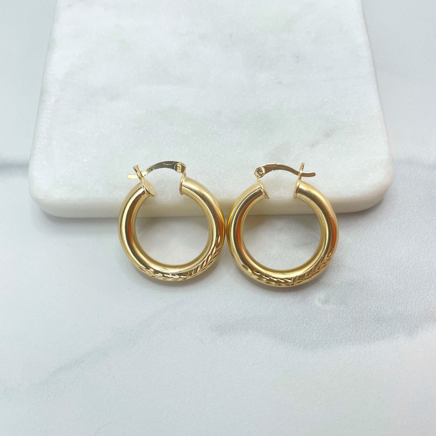 18k Gold Filled 30mm or 60mm Texturized Hoops Earrings Wholesale Jewelry Making Supplies