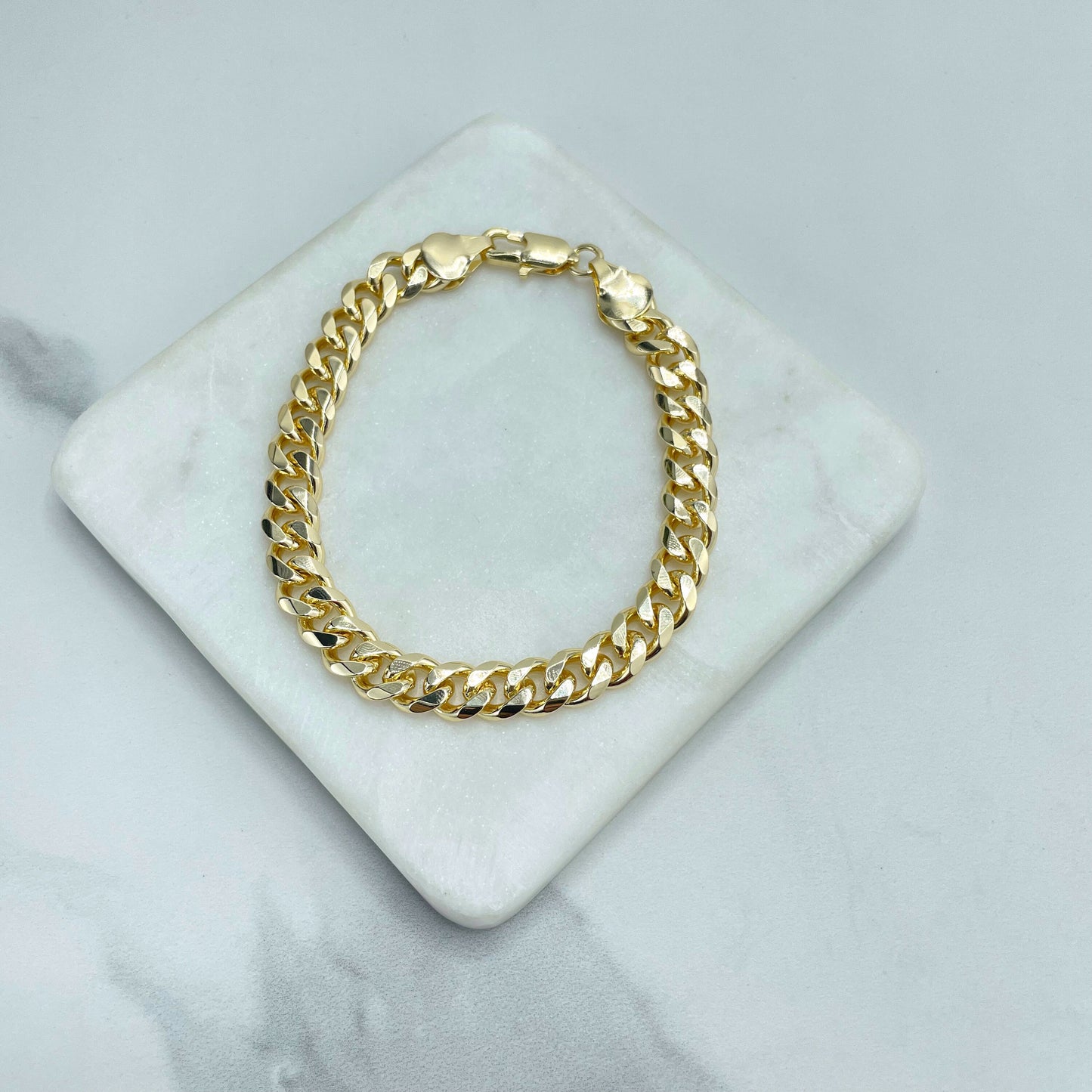 18k Gold Filled 9mm Flat Curb Link Chain, Flat Cuban Link Bracelet, Wholesale Jewelry Making Supplies