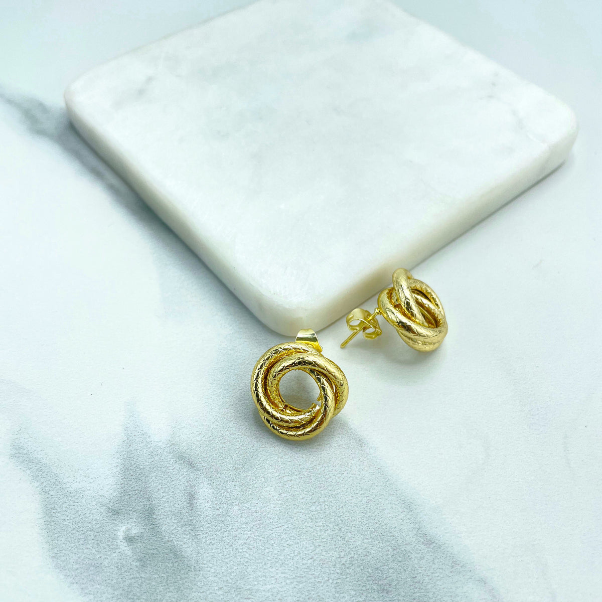 18k Gold Filled Rope Knot Design Hoops Earrings, Classic Minimalist Jewelry, Wholesale Jewelry Making Supplies