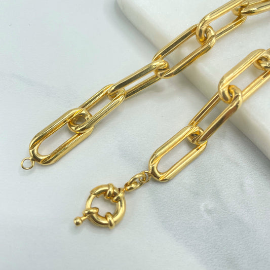 18k Gold Filled 2mm Paperclip Chain or Bracelet with extender,  Spring Ring Closure, Wholesale Jewelry Making Supplies
