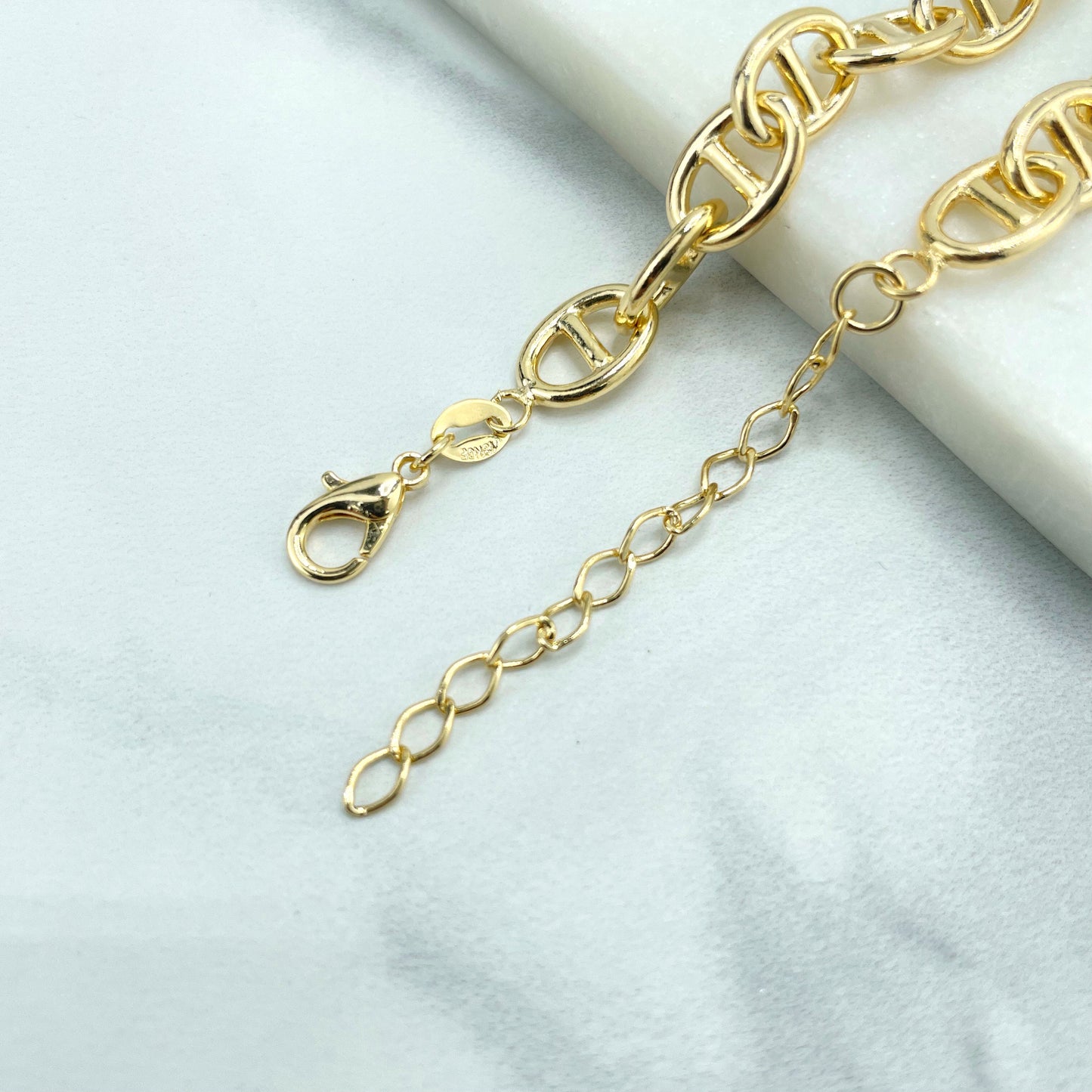 18k Gold Filled 8mm Specially Mariner Link  Chain or Bracelet with Extender, Wholesale Jewelry Making Supplies