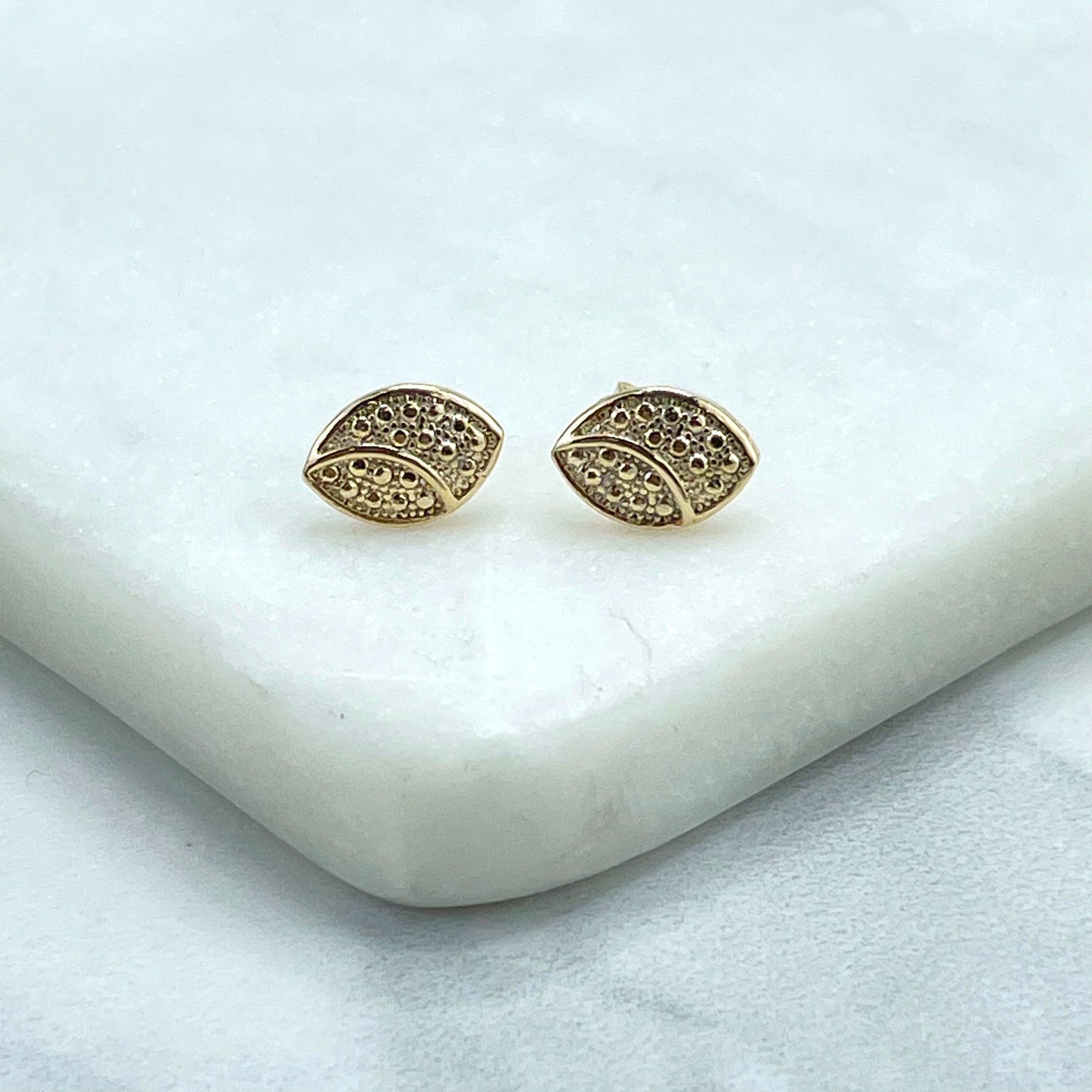 18k Gold Filled Texturized Leave Shape Design Pettie Stud Earrings, Wholesale Jewelry Making Supplies