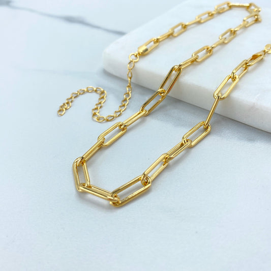 18k Gold Filled Paperclip Chain with Extender or Bracelet, Wholesale Jewelry Making Supplies