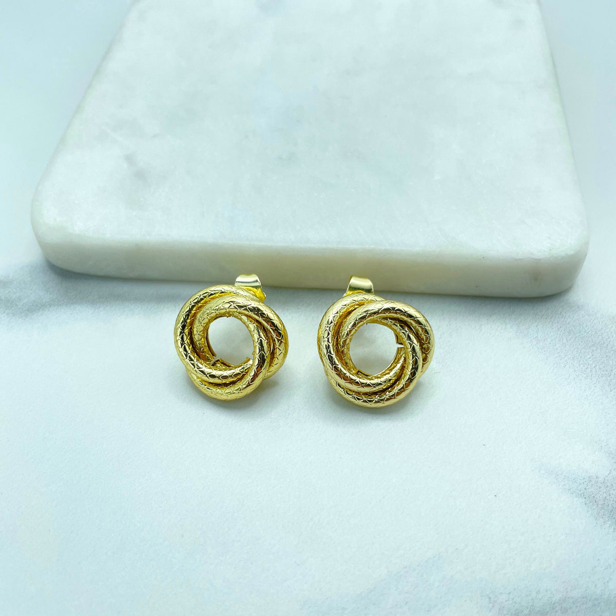 18k Gold Filled Rope Knot Design Hoops Earrings, Classic Minimalist Jewelry, Wholesale Jewelry Making Supplies