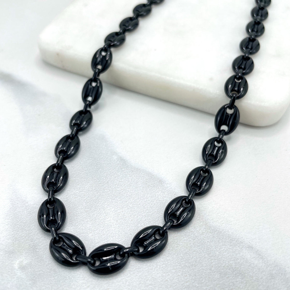 18k Gold Filled Colorful Enamel Puffed Puff Mariner Link Chain, Colored Fashion Jewelry, Wholesale Jewelry Making Supplies