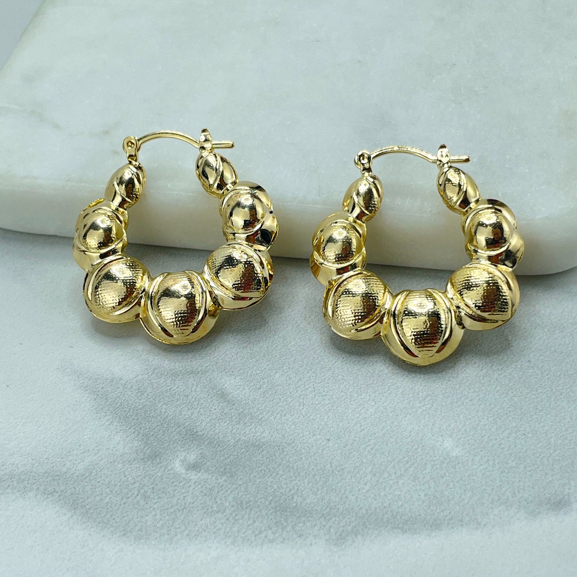 18k Gold Filled 33mm Croissant Inspiration Ball Design Hoops Earrings in Gold or Two Tones Colors, Wholesale Jewelry Making Supplies