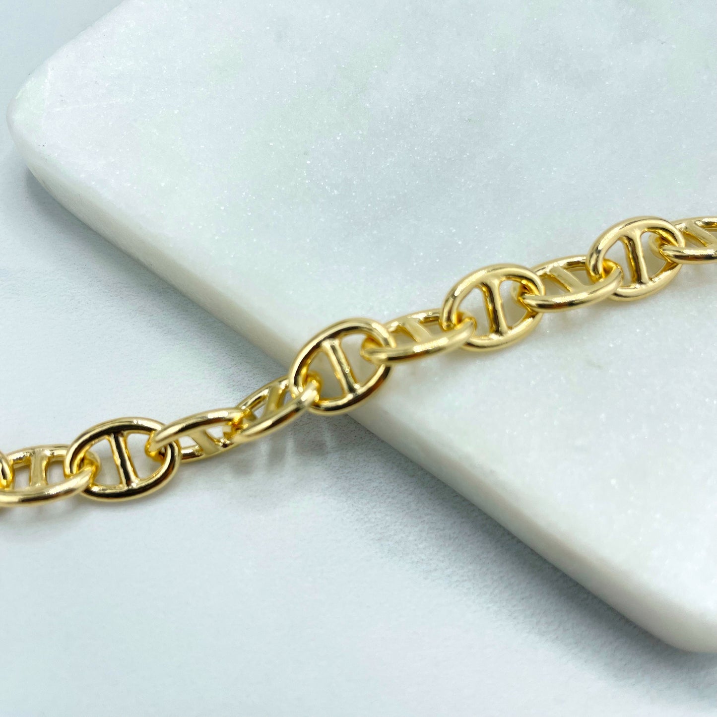 18k Gold Filled 8mm Specially Mariner Link  Chain or Bracelet with Extender, Wholesale Jewelry Making Supplies