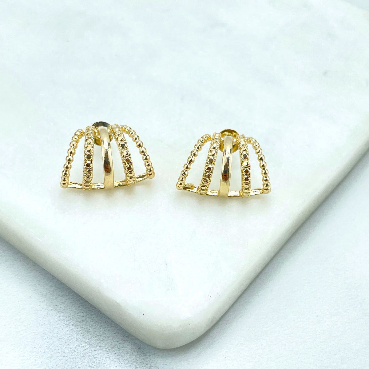 18k Gold Filled Plain and Texturized Multi Huggie Earrings, Fashion Design, Wholesale Jewelry Making Supplies