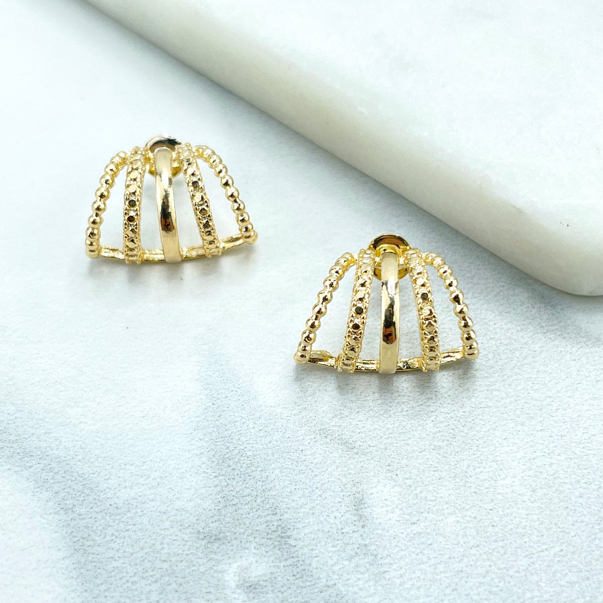18k Gold Filled Plain and Texturized Multi Huggie Earrings, Fashion Design, Wholesale Jewelry Making Supplies