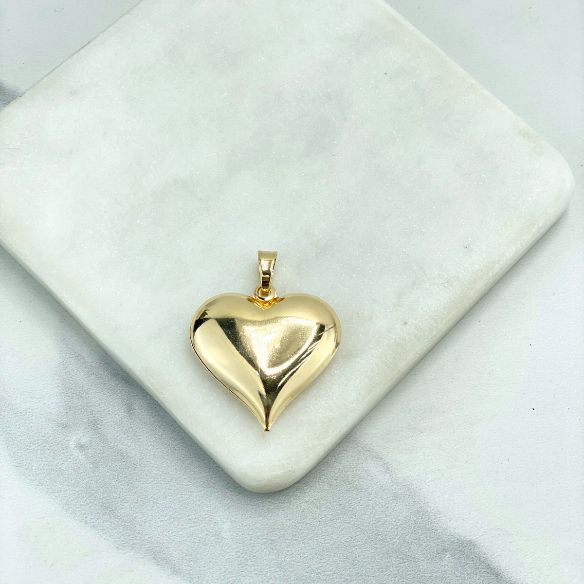 18k Gold Filled 3D Puffed Heart Pendant Charm, Love & Friendship Jewelry, Wholesale Jewelry Making Supplies