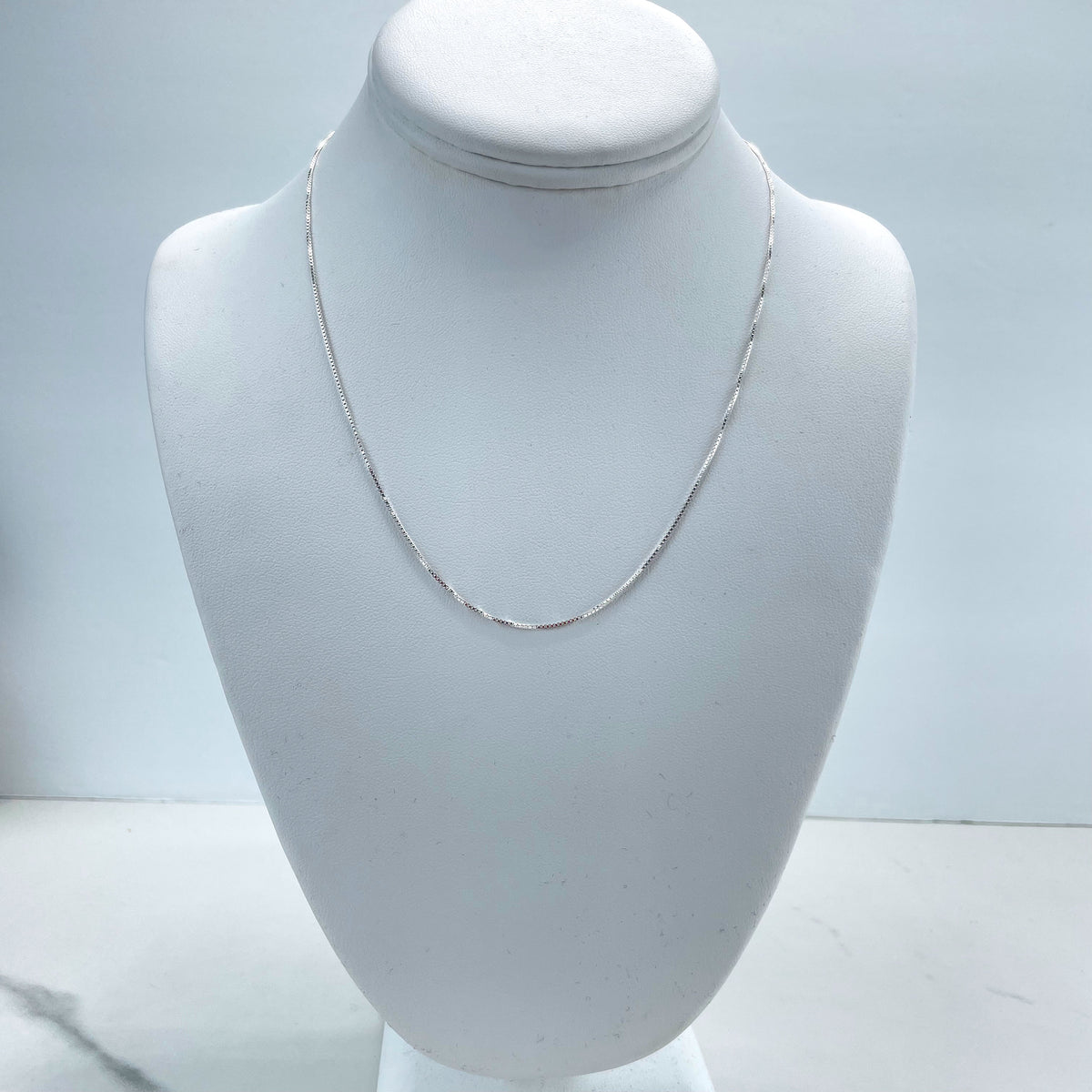 925 Sterling Silver 1mm Box Chain, Dainty Chain, 18 Inches Long, Stamped 925, Wholesale Jewelry Making Supplies