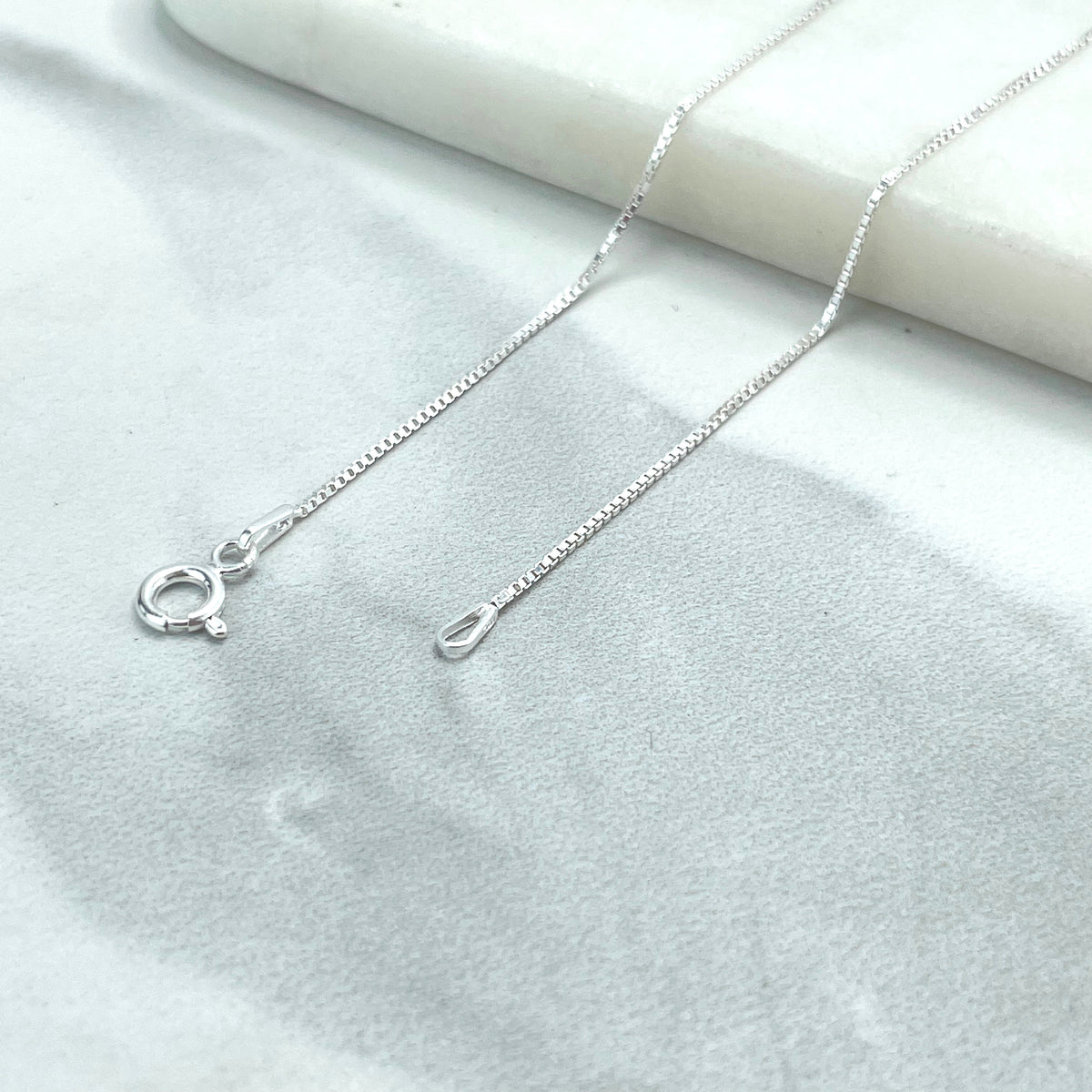 925 Sterling Silver 1mm Box Chain, Dainty Chain, 18 Inches Long, Stamped 925, Wholesale Jewelry Making Supplies