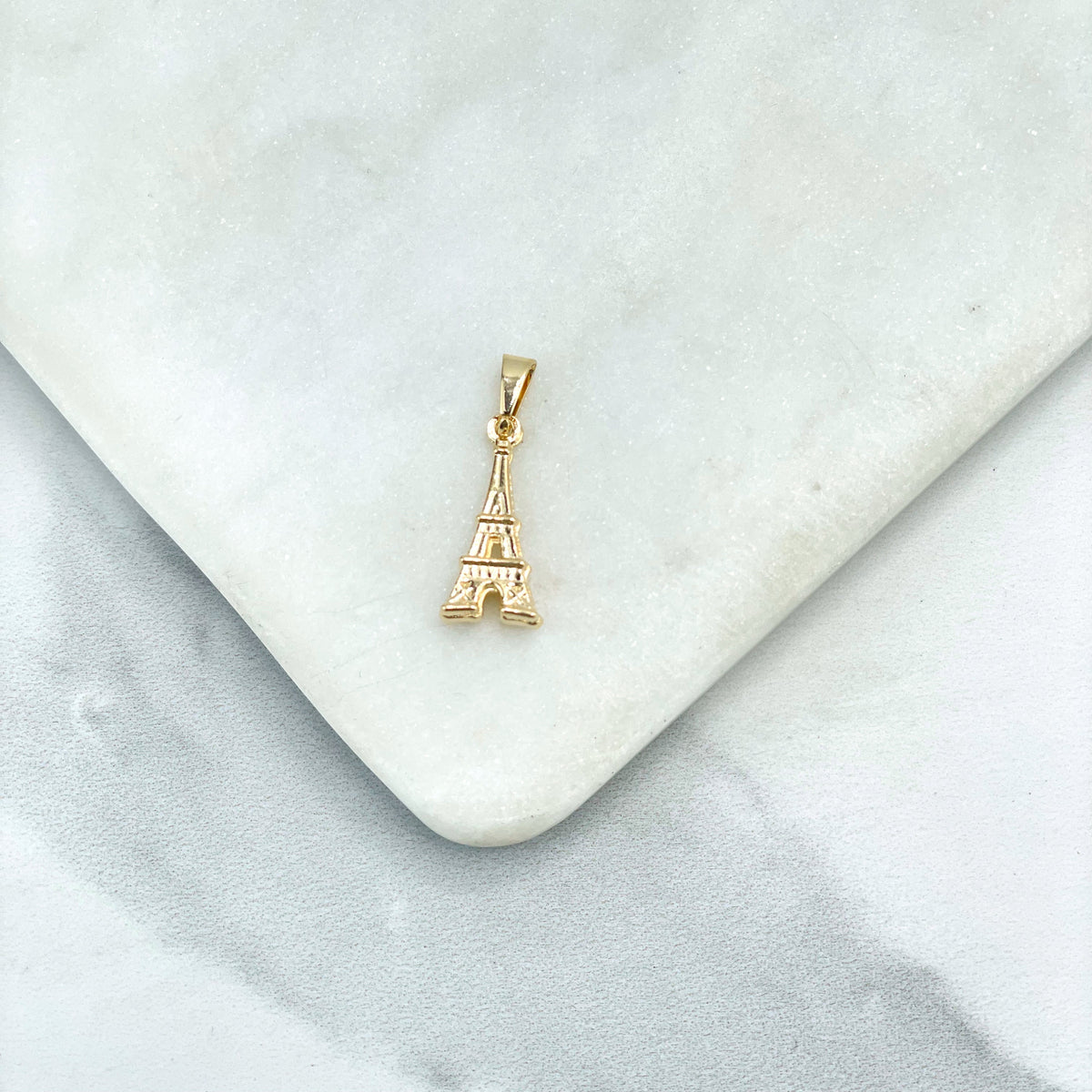 18k Gold Filled 3D Pettie Texturized Torre Eiffel Shape Design Charm Pendant, Wholesale Jewelry Making Supplies