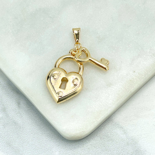 18k Gold Filled Heart Key and Heart Lock Shape Design Charm Pendant, Love and Friendship, Wholesale Jewelry Making Supplies
