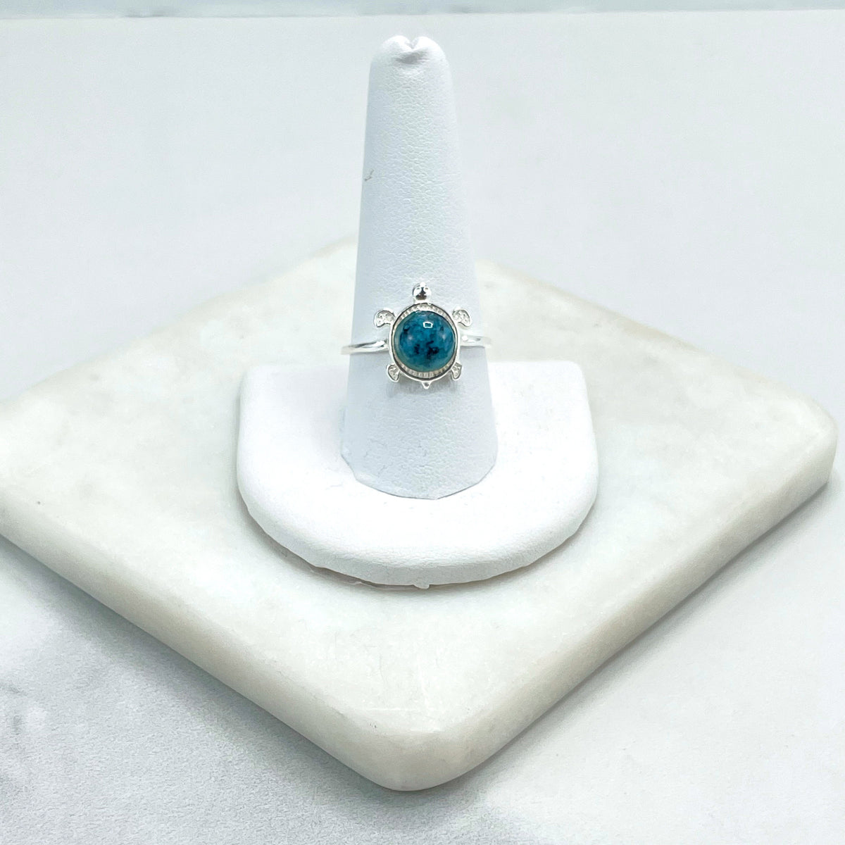 925 Sterling Silver & Turquoise Stone, Turtle Shape Design Ring, Stamped 925, Wholesale Jewelry Making Supplies