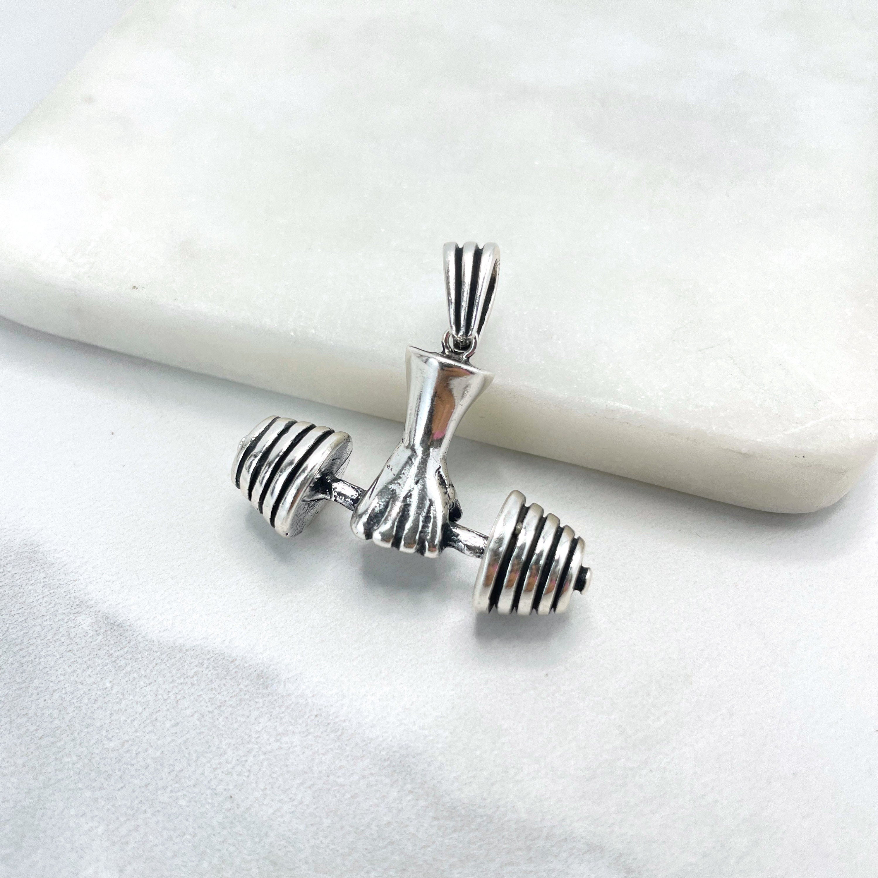 Silver deals dumbbell pendant