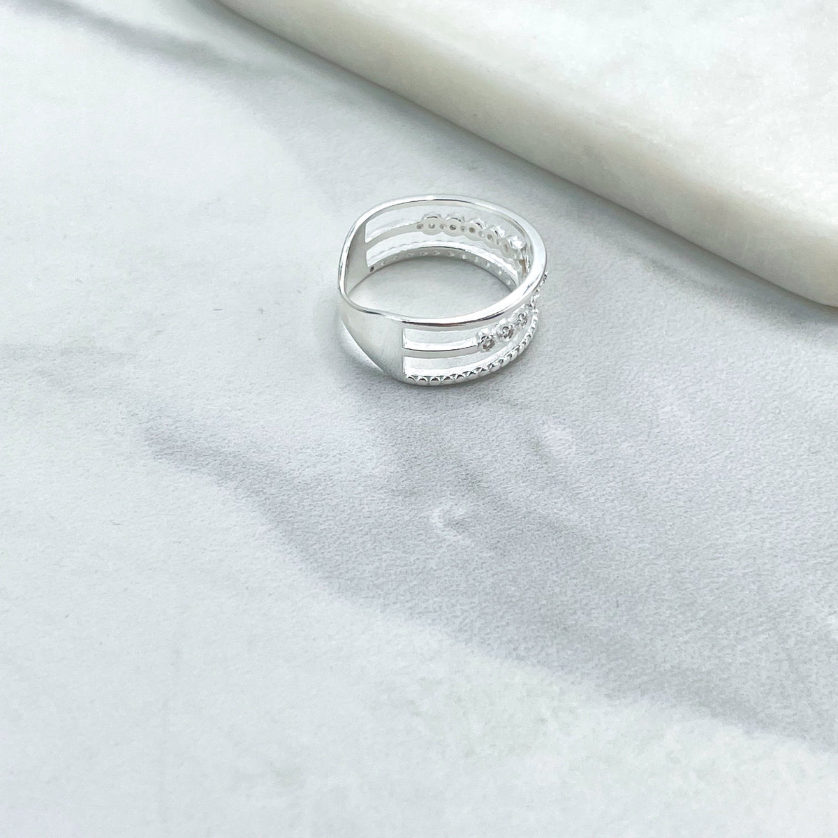 925 Sterling Silver Clear Cubic Zirconia Simulated Stackable Layered Ring Stamped 925, Wholesale Jewelry Making Supplies