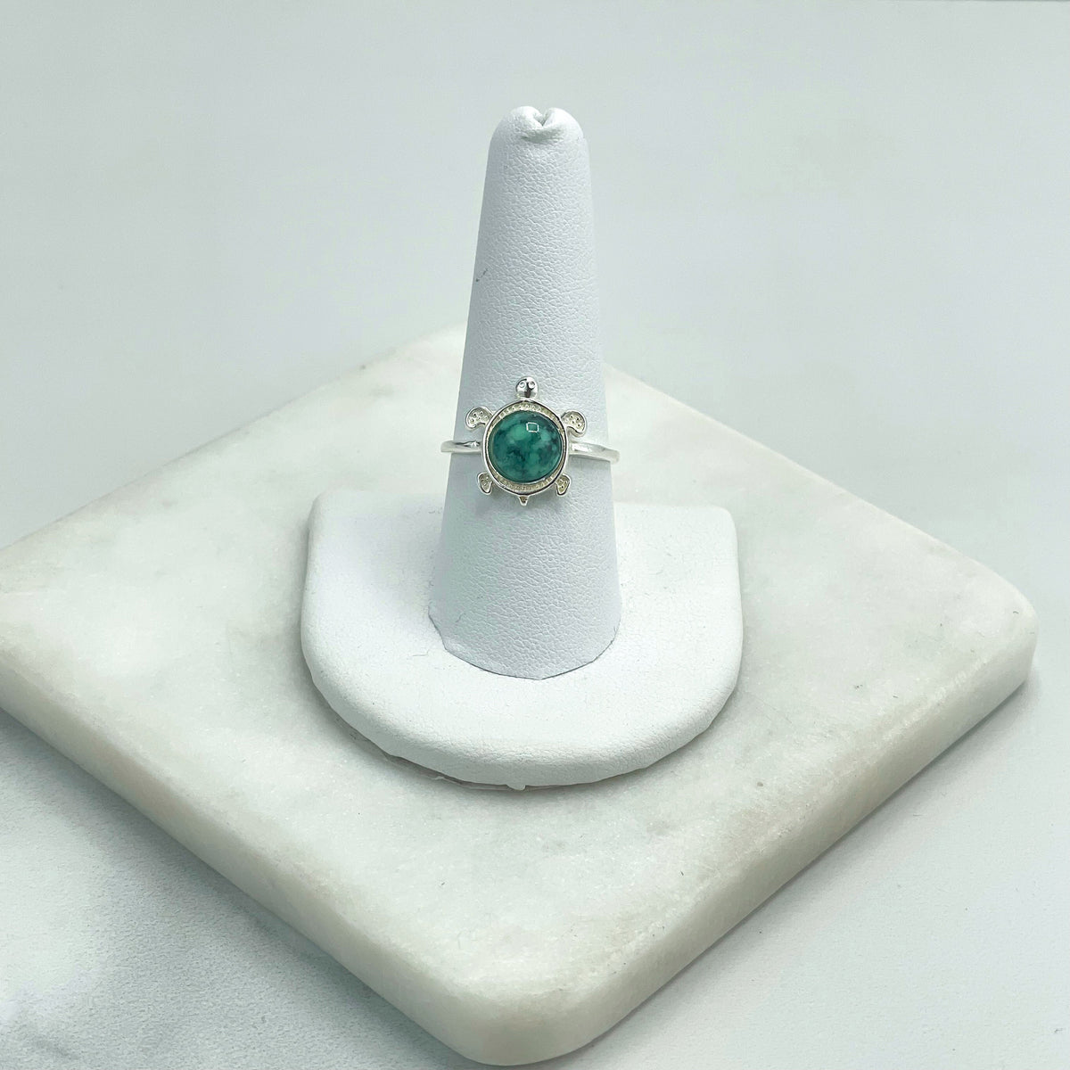 925 Sterling Silver & Turquoise Stone, Turtle Shape Design Ring, Stamped 925, Wholesale Jewelry Making Supplies