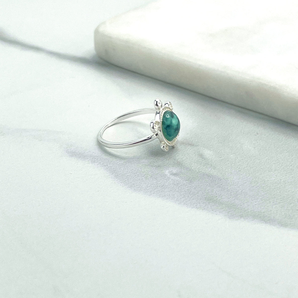 925 Sterling Silver & Turquoise Stone, Turtle Shape Design Ring, Stamped 925, Wholesale Jewelry Making Supplies
