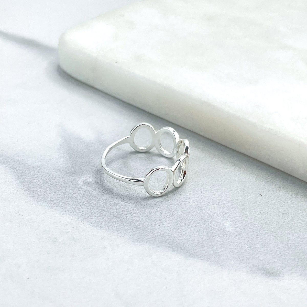 925 Sterling Silver Clear Cubic Zirconia Details, Circles Geometry Ring, Stamped 925, Wholesale Jewelry Making Supplies