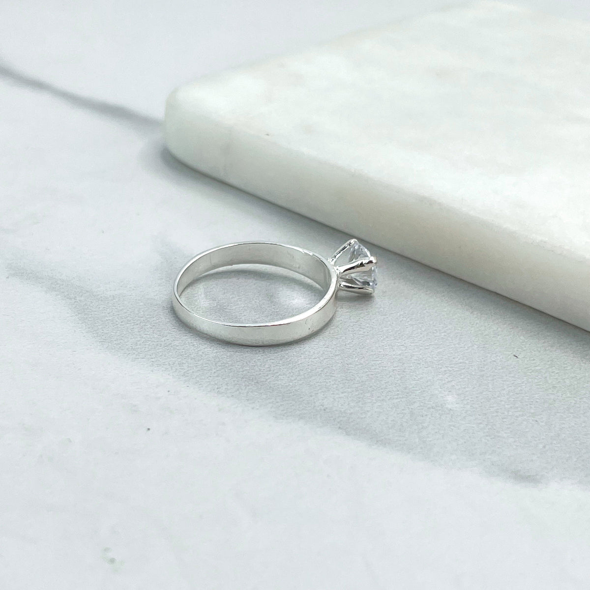 925 Sterling Silver Clear White Cubic Zirconia Solitaire Ring, Engagement Ring, Wedding Ring, Stamped 925, Wholesale Jewelry Making Supplies