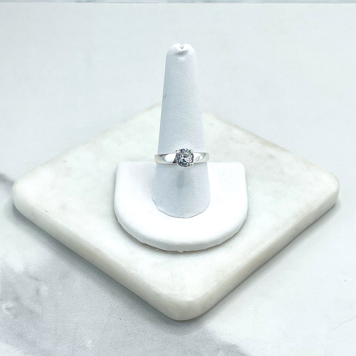 925 Sterling Silver Clear White Cubic Zirconia Solitaire Ring, Engagement Ring, Wedding Ring, Stamped 925, Wholesale Jewelry Making Supplies