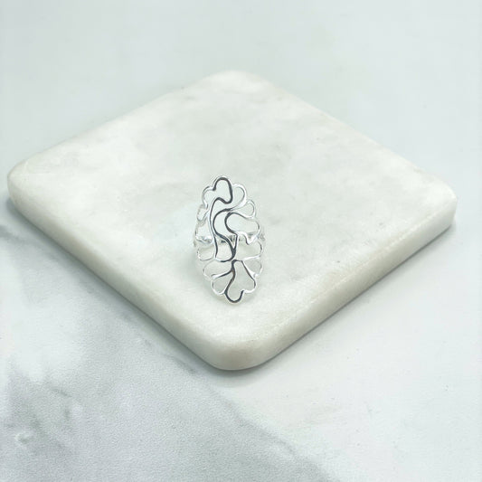 925 Sterling Silver Filigree, Sea Leave, Abstract Cutout Art Design Ring Stamped 925, Wholesale Jewelry Making Supplies