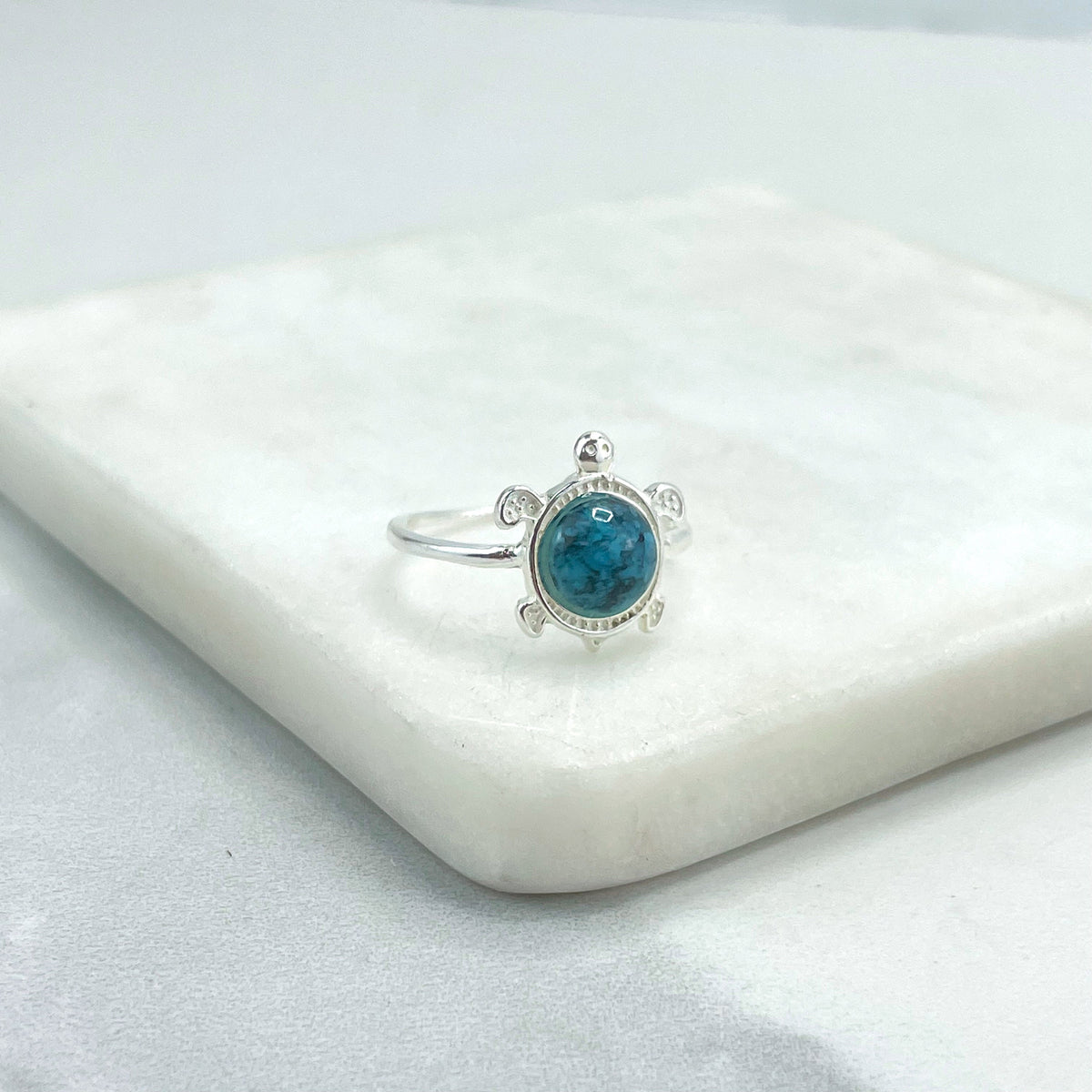 925 Sterling Silver & Turquoise Stone, Turtle Shape Design Ring, Stamped 925, Wholesale Jewelry Making Supplies