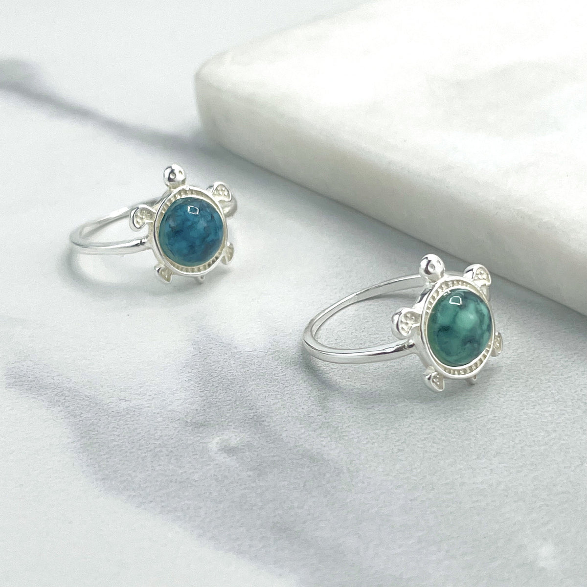 925 Sterling Silver & Turquoise Stone, Turtle Shape Design Ring, Stamped 925, Wholesale Jewelry Making Supplies
