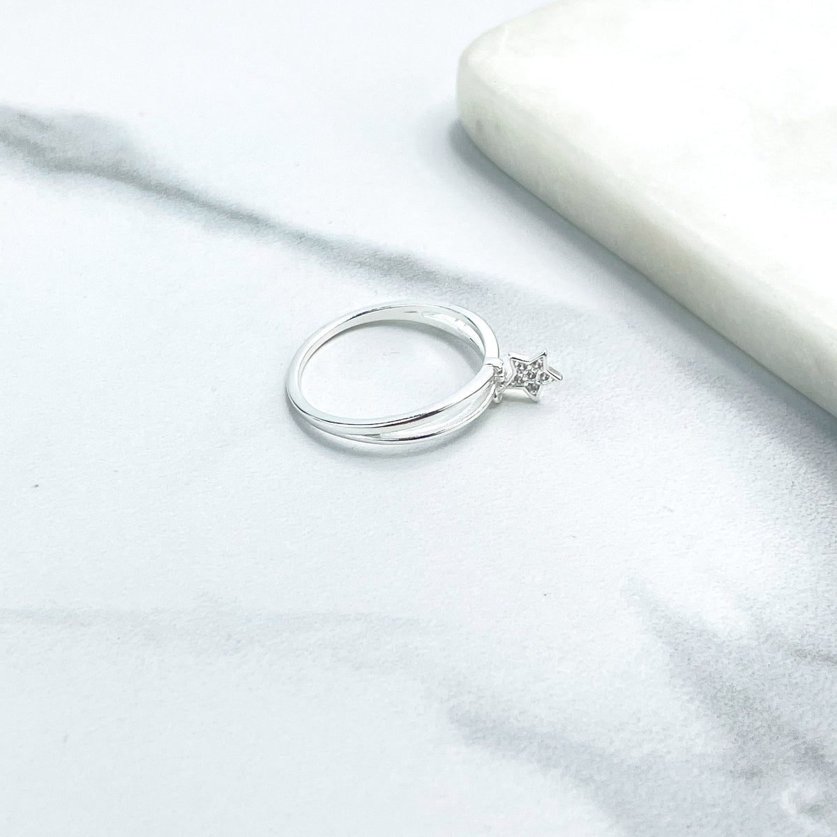 925 Sterling Silver Two Layers Simulated Stackable with CZ and Dangle Star Charms, Stamped 925, Wholesale Jewelry Making Supplies
