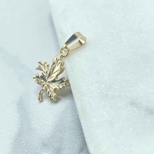 18k Gold Filled Texturized Fall Leave Pendant Charm, Wholesale Jewelry Making Supplies