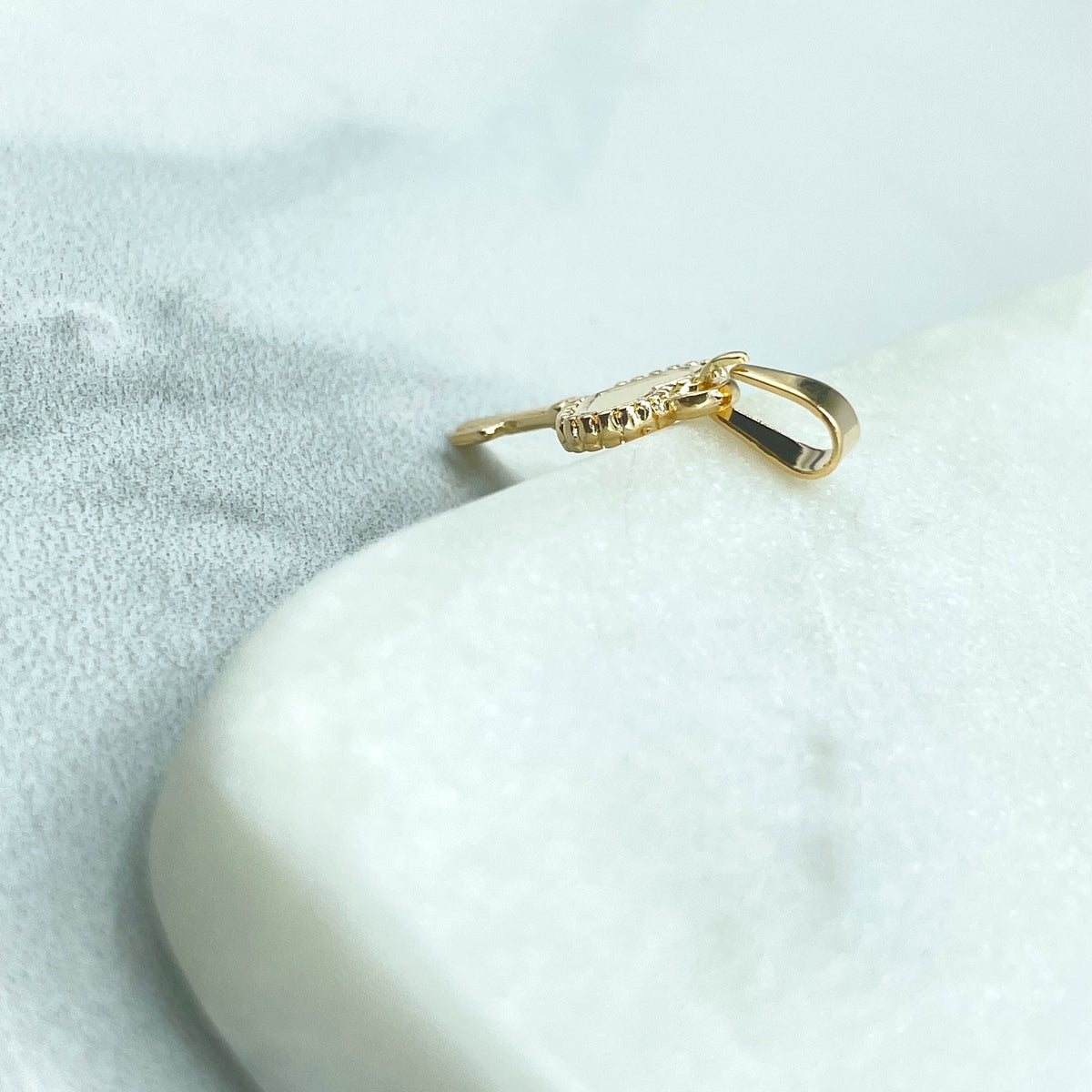 18k Gold Filled Petite Key Heart Shape Charm Pendant, Love & Friendship Inspiration Jewelry, Wholesale Jewelry Making Supplies