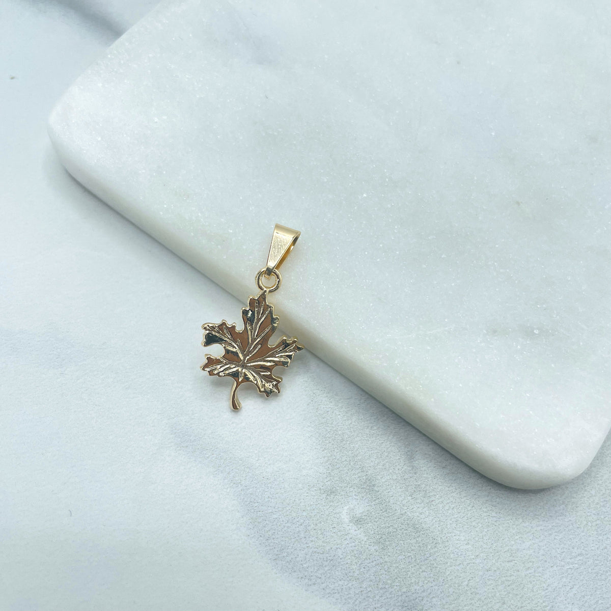 18k Gold Filled Texturized Fall Leave Pendant Charm, Wholesale Jewelry Making Supplies