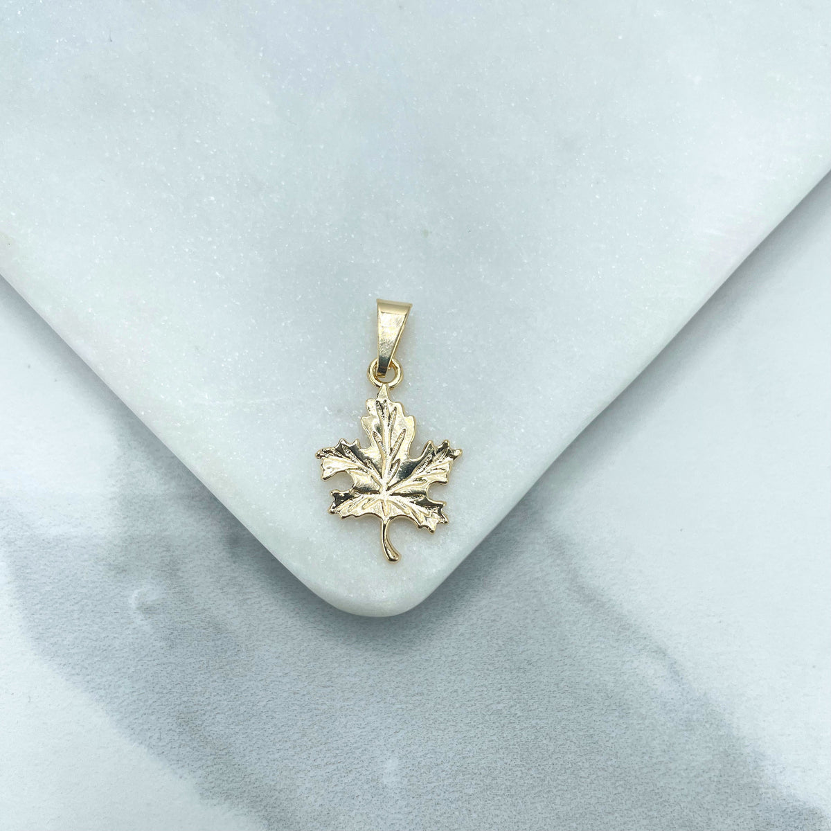 18k Gold Filled Texturized Fall Leave Pendant Charm, Wholesale Jewelry Making Supplies