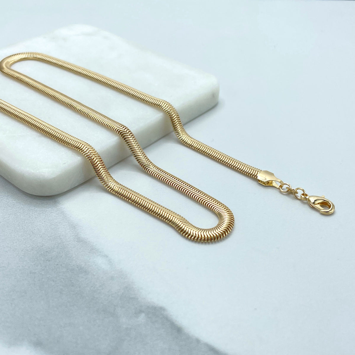 18k Gold Filled 5mm Snake Chain, Herringbone Chain Necklace 18 Inches with Extender, Wholesale Jewelry Making Supplies