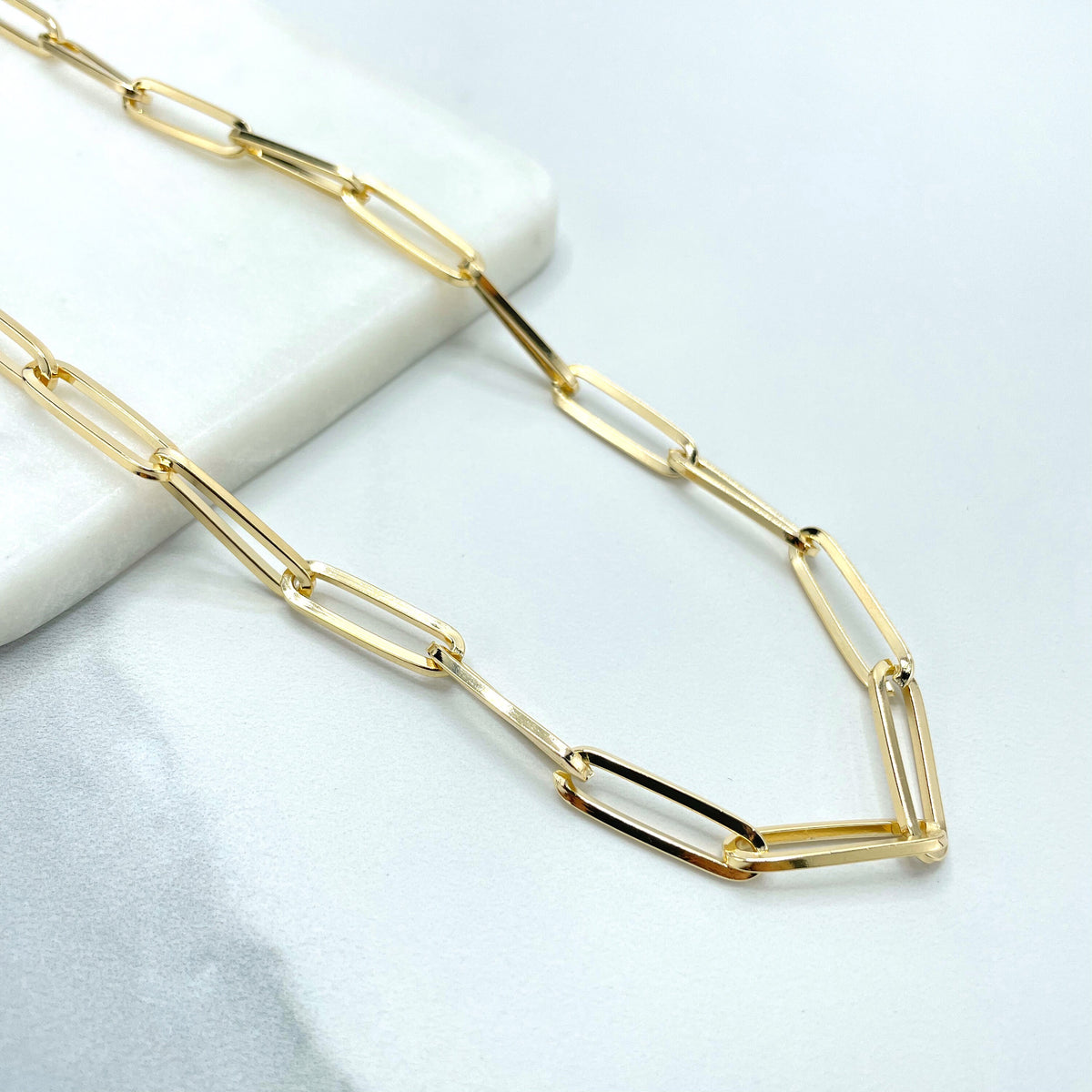 18k Gold Filled 8mm Paperclip Chain Necklace, 18 Inches Long, Wholesale Jewelry Making Supplies