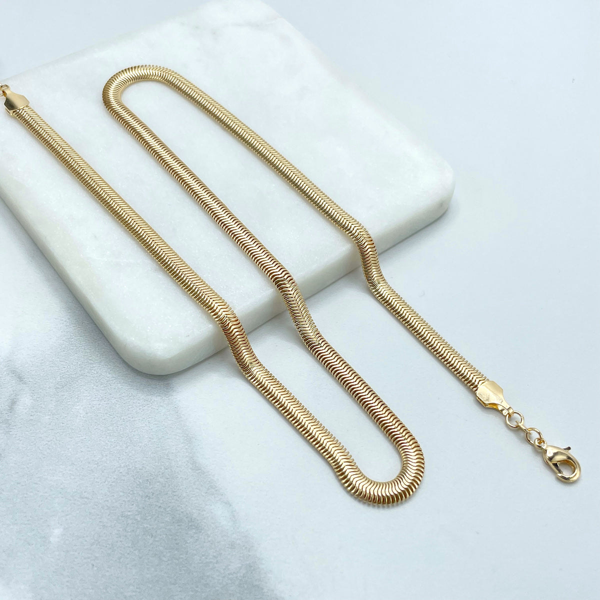 18k Gold Filled 5mm Snake Chain, Herringbone Chain Necklace 18 Inches with Extender, Wholesale Jewelry Making Supplies